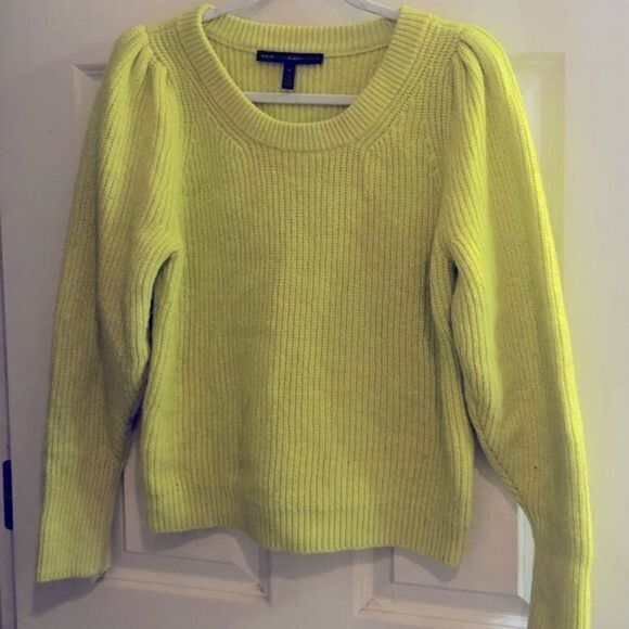 White House Black Market Puff Sleeve Ribbed Knit Size Medium - Picture 2 of 5